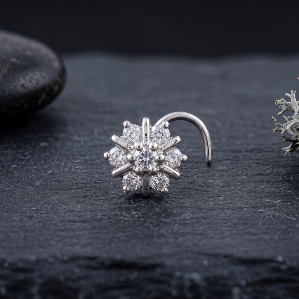 Vintage Rosette Nose Pin in 925 Sterling Silver