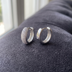 Wide Multi-Row Pave CZ Huggie Hoops | 925 Sterling Silver