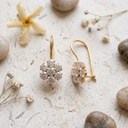 Zircon Floral Drop Earrings - 925 Sterling Silver