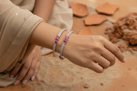 Signature Ruby Trio Baguette Bangle in 925 Sterling Silver