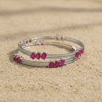 Signature Ruby Trio Baguette Bangle in 925 Sterling Silver