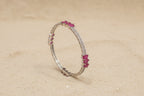Signature Ruby Trio Baguette Bangle in 925 Sterling Silver