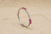 Signature Ruby Trio Baguette Bangle in 925 Sterling Silver